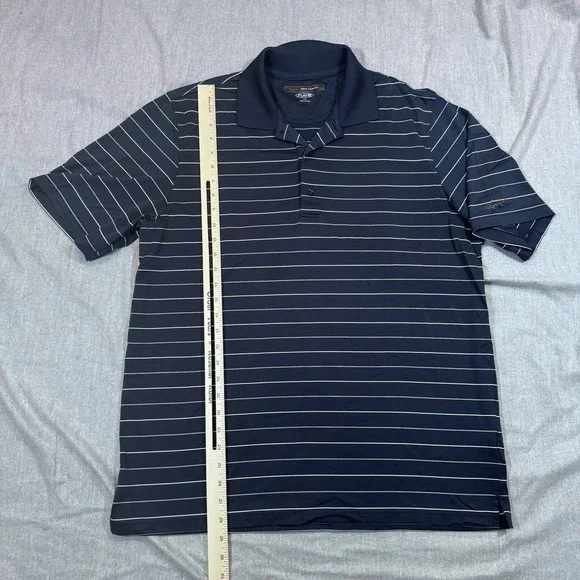 Greg Norman Shirt Mens Large Polo Navy Blue Striped Play Dry Golf Performance - Picture 4 of 9
